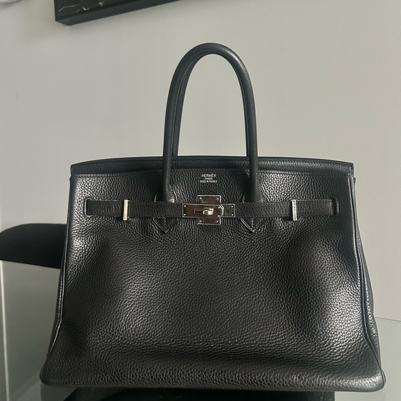 Hermes Handbags - Hermes Black Leather Briefcase with Structured Design